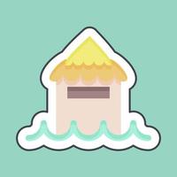 Bungalow de corte de línea de pegatina. relacionado con el símbolo de Tailandia. diseño simple editable. ilustración sencilla. iconos vectoriales simples. turismo mundial de viajes. tailandés vector