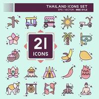 conjunto de iconos de tailandia. relacionado con el símbolo de Tailandia. estilo mbe. diseño simple editable. ilustración sencilla. iconos vectoriales simples. turismo mundial de viajes. tailandés vector