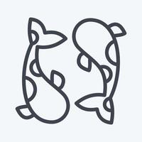 Icon Koi Carps. related to Thailand symbol. line style. simple design editable. simple illustration. simple vector icons. World Travel tourism. Thai