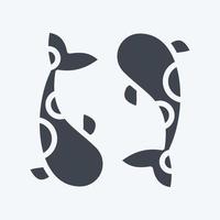 Icon Koi Carps. related to Thailand symbol. glyph style. simple design editable. simple illustration. simple vector icons. World Travel tourism. Thai