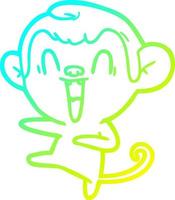 cold gradient line drawing cartoon laughing monkey vector