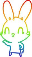 rainbow gradient line drawing cute cartoon rabbit vector