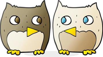 freehand drawn cute cartoon owls vector