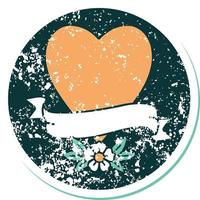 iconic distressed sticker tattoo style image of a heart and banner vector