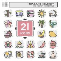 Icon Set Thailand. related to Thailand symbol. Comic Style. simple design editable. simple illustration. simple vector icons. World Travel tourism. Thai