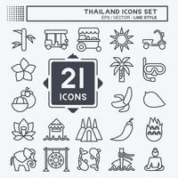 conjunto de iconos de tailandia. relacionado con el símbolo de Tailandia. estilo de línea diseño simple editable. ilustración sencilla. iconos vectoriales simples. turismo mundial de viajes. tailandés vector