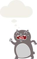 cartoon cat and thought bubble in retro style vector