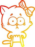 warm gradient line drawing cartoon cat vector