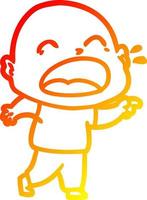 warm gradient line drawing cartoon shouting bald man vector