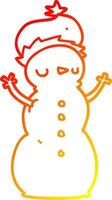 cálido gradiente línea dibujo dibujos animados muñeco de nieve vector