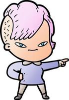 cute cartoon girl with hipster haircut vector