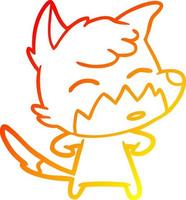 warm gradient line drawing cartoon fox vector
