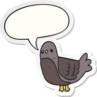 cartoon bird and speech bubble sticker vector