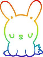 rainbow gradient line drawing cute cartoon rabbit vector