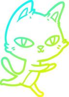 cold gradient line drawing cartoon cat staring vector