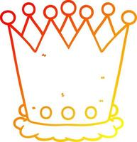 warm gradient line drawing cartoon crown vector