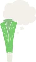 cartoon leek and thought bubble in retro style vector