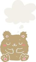 cute cartoon bear and thought bubble in retro style vector