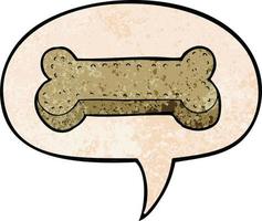 cartoon dog biscuit and speech bubble in retro texture style vector