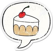 cartoon tasty dessert and speech bubble distressed sticker vector