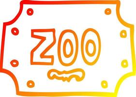 warm gradient line drawing cartoon zoo sign vector