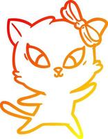 warm gradient line drawing cartoon cat vector