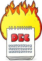 calendario de dibujos animados dibujados a mano alzada que muestra el mes de diciembre vector