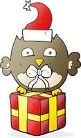 freehand drawn cartoon christmas owl vector