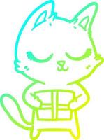 cold gradient line drawing calm cartoon cat vector