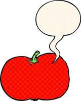 cartoon tomato and speech bubble in comic book style vector