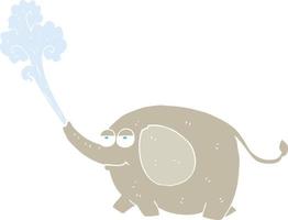 flat color illustration of elephant squirting water vector