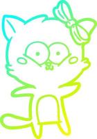 cold gradient line drawing cartoon cat vector