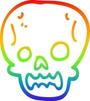 rainbow gradient line drawing cartoon halloween skull vector