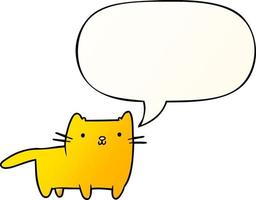 cartoon cat and speech bubble in smooth gradient style vector