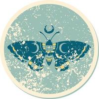 iconic distressed sticker tattoo style image of a moth vector