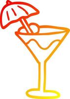 warm gradient line drawing cartoon martini drink vector