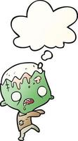 cartoon zombie and thought bubble in smooth gradient style vector