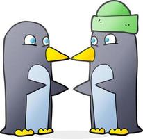 freehand drawn cartoon penguins vector