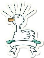 sticker of a tattoo style swimming duck vector