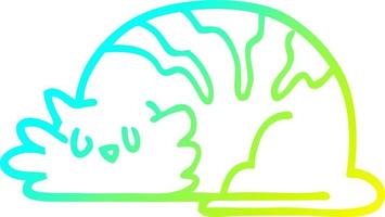 cold gradient line drawing cartoon sleepy cat vector