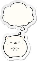 cartoon polar bear and thought bubble as a printed sticker vector