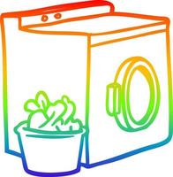 rainbow gradient line drawing washing machine and laundry vector