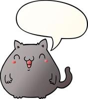 cartoon cat and speech bubble in smooth gradient style vector