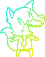 cold gradient line drawing laughing fox in shirt and tie vector