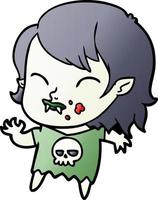 cartoon vampire girl with blood on cheek vector