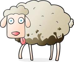 freehand drawn cartoon muddy sheep vector