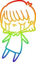 rainbow gradient line drawing cartoon woman crying vector