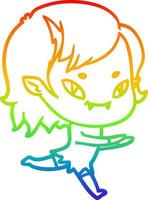 rainbow gradient line drawing cartoon friendly vampire girl running vector