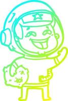 cold gradient line drawing cartoon laughing astronaut vector