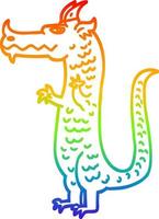 rainbow gradient line drawing cartoon dragon vector